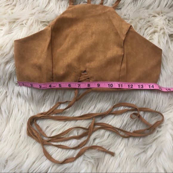 Boho high neck halter tie around crop top - Picture 5 of 8